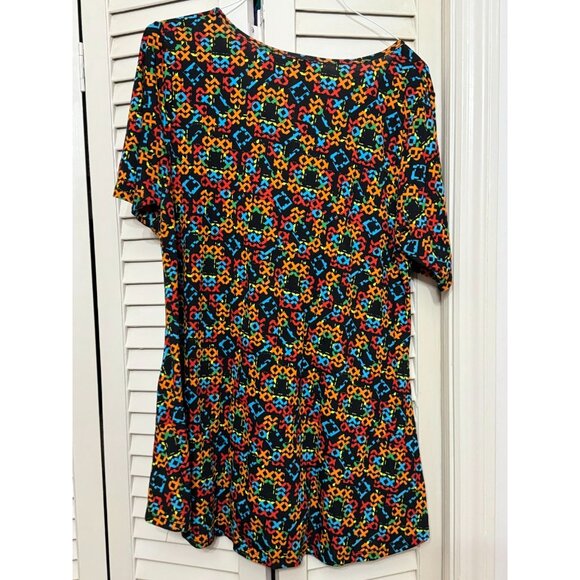 Lularoe Perfect T Black Oranges Blue Swing Shirt Top Tee XL - Picture 3 of 4